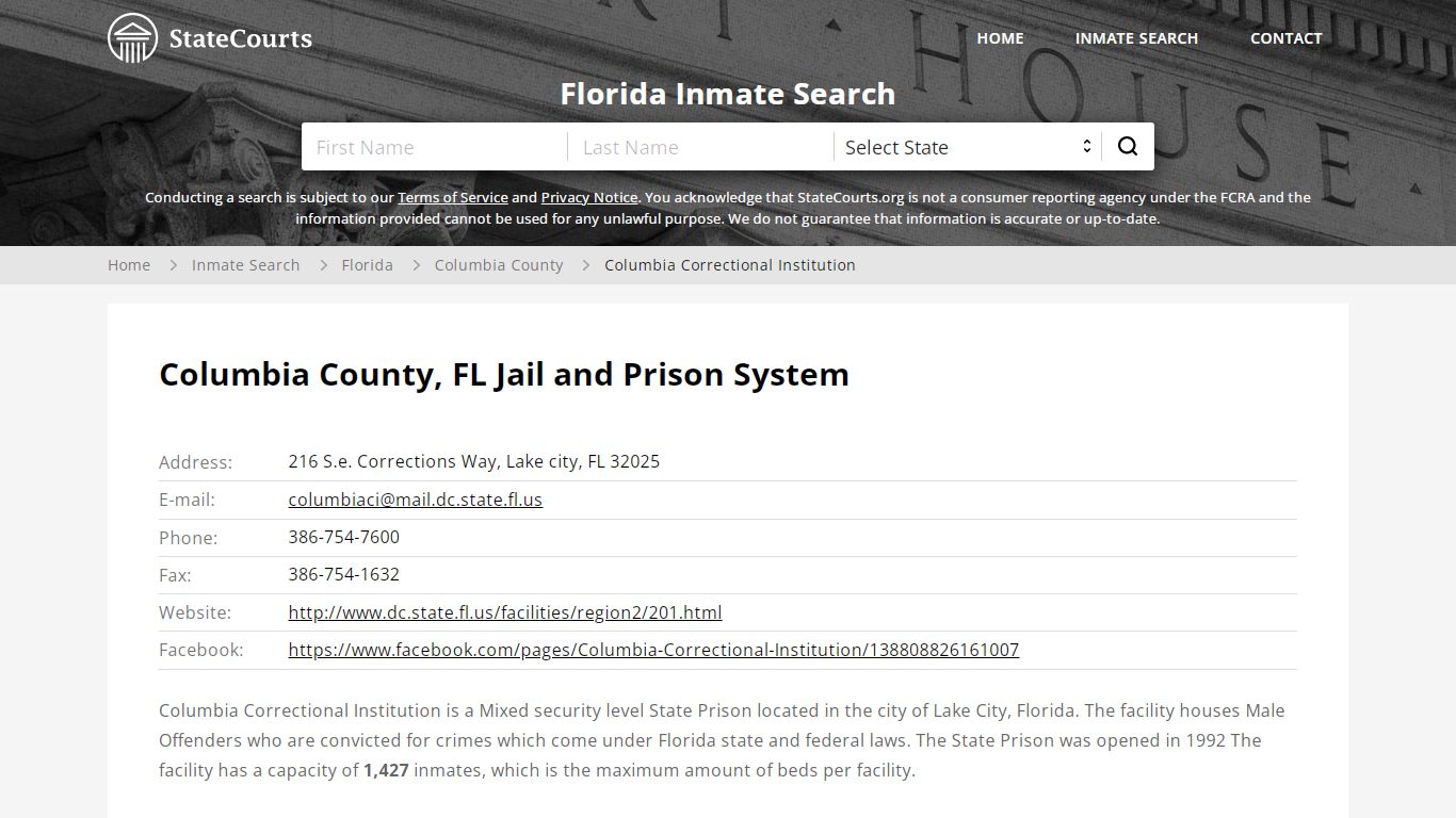 Columbia Correctional Institution Inmate Records Search ...