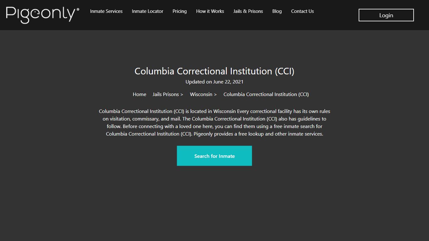 Columbia Correctional Institution (CCI) Inmate Search ...