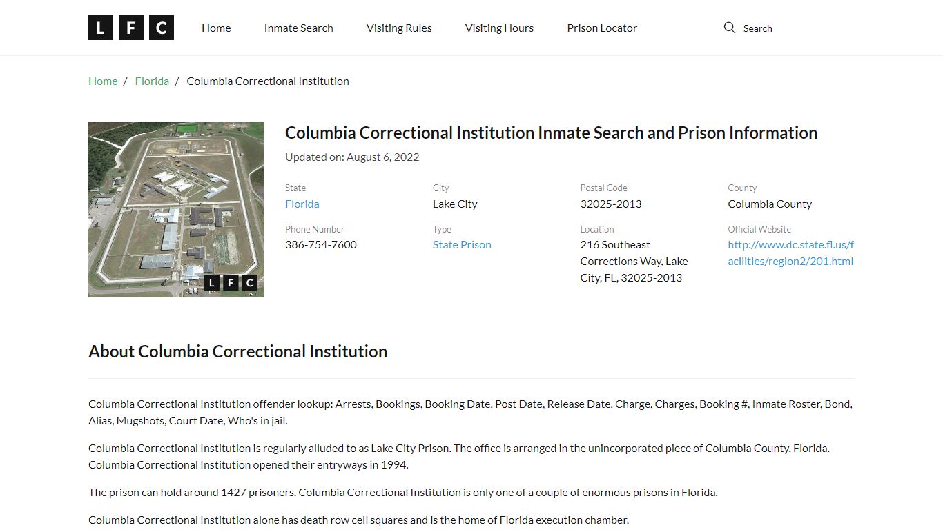 Columbia Correctional Institution Inmate Search ...